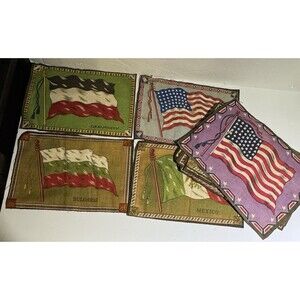 Lot of 16 Felt Tobacco Flags Felt Tobacco Flags Vintage Cigar Cloth‎ Old Antique